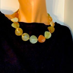DA Designs Large Coin Natural Stone Necklace | Adjustable | NWOT